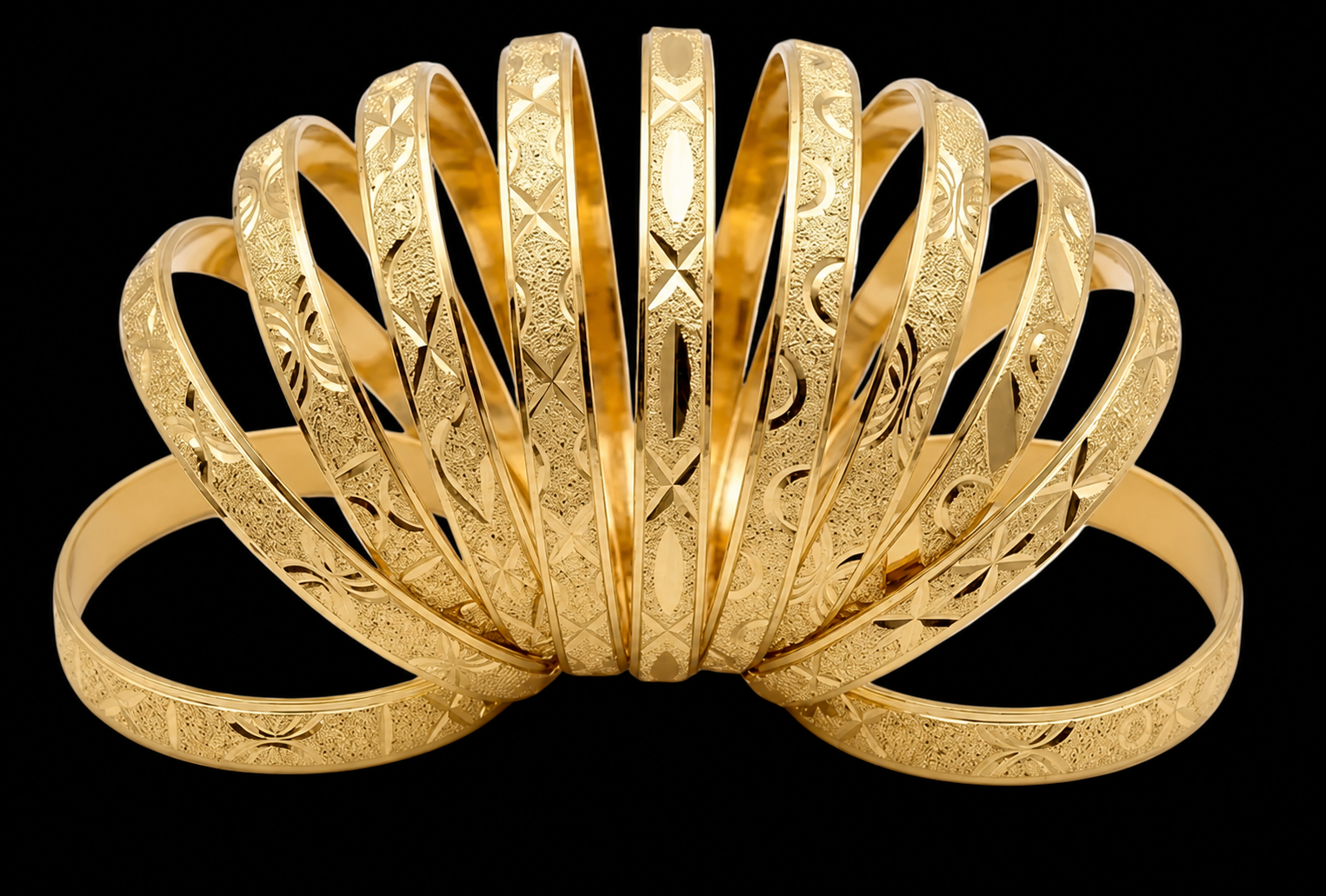 Single 14K Gold Filled & Gold Plated Diamond-Cut Bangle Bracelet — 6mm